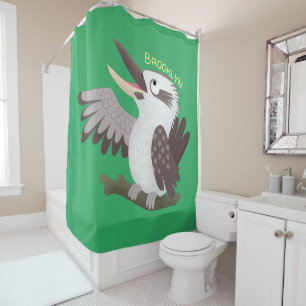 Cute funny laughing kookaburra cartoon shower curtain