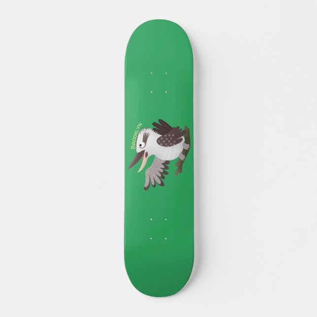 Cute funny laughing kookaburra cartoon skateboard (Front)