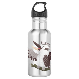 Cute funny laughing kookaburra cartoon stainless steel water bottle