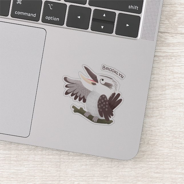 Cute funny laughing kookaburra cartoon sticker (Detail)