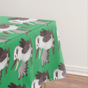 Cute funny laughing kookaburra cartoon tablecloth