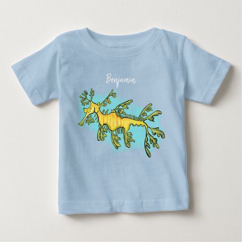 Cute funny leafy sea dragon cartoon illustration baby T_Shirt