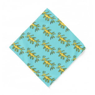 Cute funny leafy sea dragon cartoon illustration  bandana