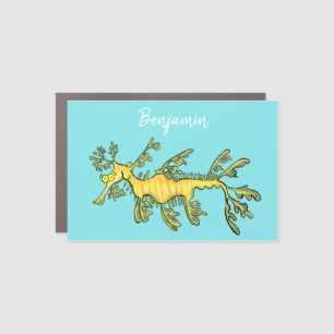 Cute funny leafy sea dragon cartoon illustration car magnet