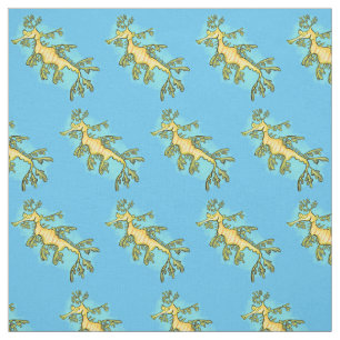 Cute funny leafy sea dragon cartoon illustration fabric