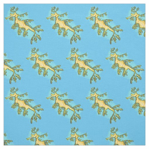 Cute funny leafy sea dragon cartoon illustration fabric