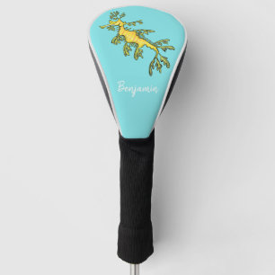 Cute funny leafy sea dragon cartoon illustration golf head cover