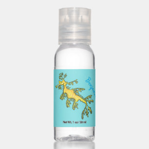 Cute funny leafy sea dragon cartoon illustration hand sanitizer