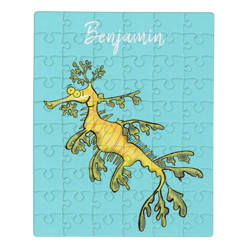 Cute funny leafy sea dragon cartoon illustration jigsaw puzzle