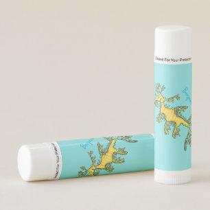 Cute funny leafy sea dragon cartoon illustration lip balm