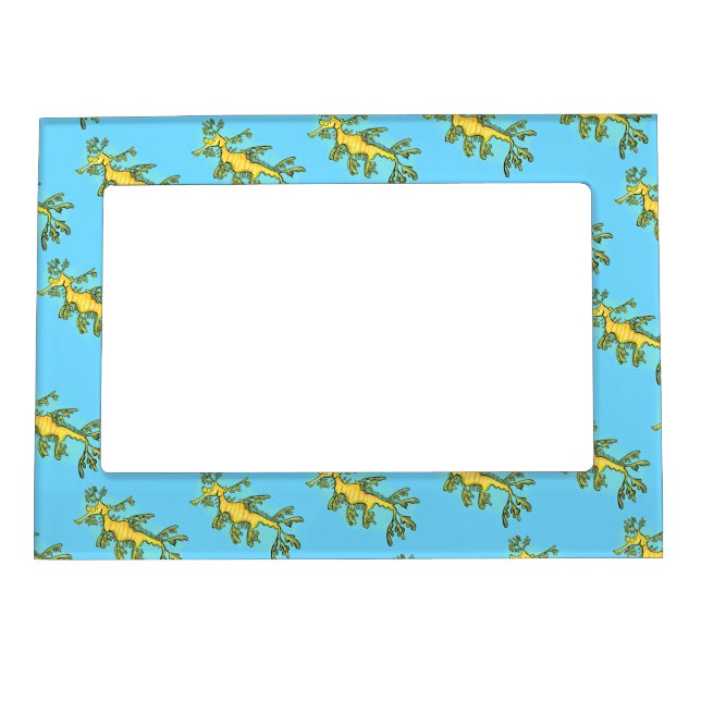 Cute funny leafy sea dragon cartoon illustration magnetic frame (Front)