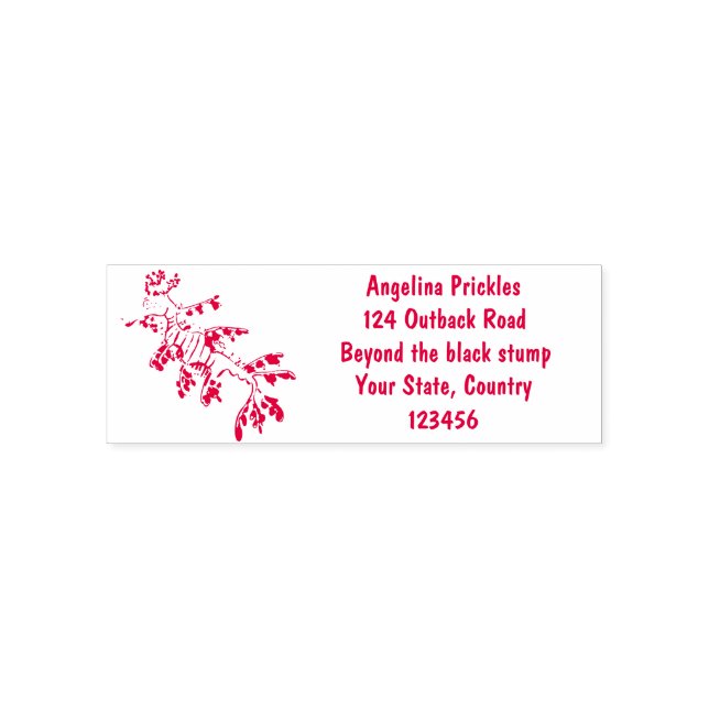 Cute funny leafy sea dragon cartoon illustration self-inking stamp (Design)
