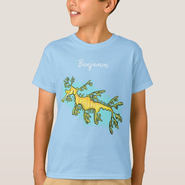 Cute funny leafy sea dragon cartoon illustration T-Shirt (Front)