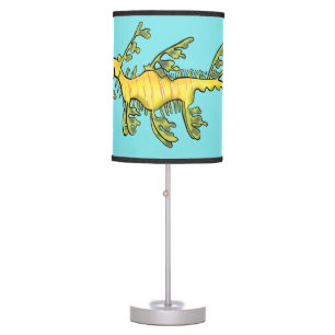 Cute funny leafy sea dragon cartoon illustration table lamp