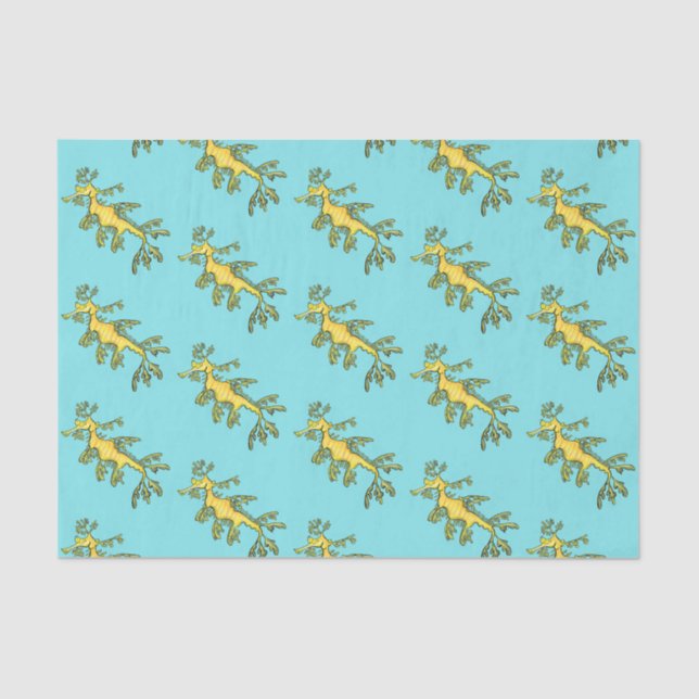 Cute funny leafy sea dragon cartoon illustration tissue paper (Front)