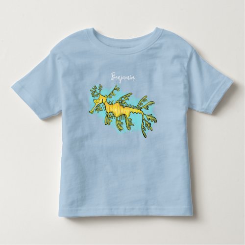 Cute funny leafy sea dragon cartoon illustration toddler t_shirt