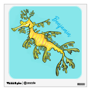 Cute funny leafy sea dragon cartoon illustration wall decal