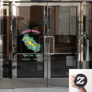 Cute funny leafy sea dragon cartoon illustration window cling