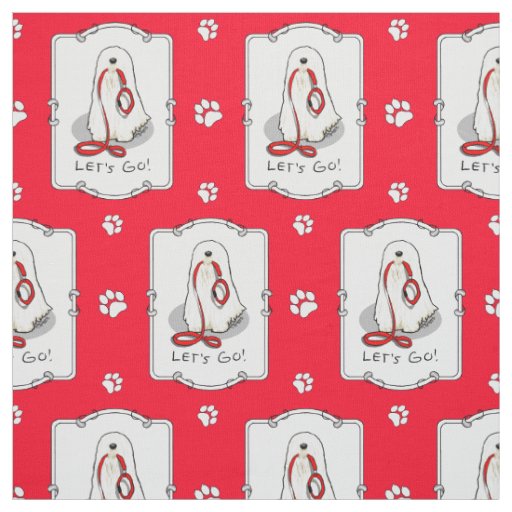 Cute Funny Let's Go! Walk Komondor Dog with Leash Fabric