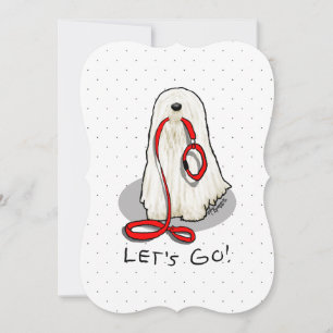 Cute Funny Let's Go! Walk Komondor Dog with Leash Holiday Card