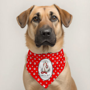 Cute Funny Let's Go! Walk Komondor Dog with Leash Pet Bandana Collar