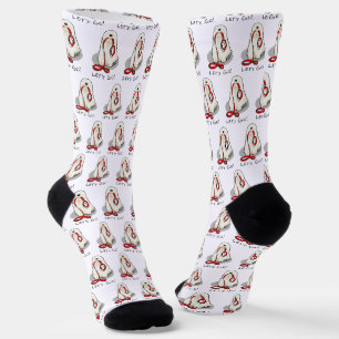 Cute Funny Let's Go! Walk Komondor Dog with Leash Socks