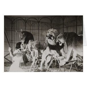 Cute Funny Lion Tamer Mom Woman Cards