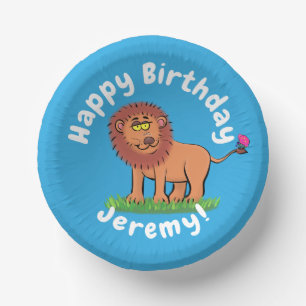 Cute funny lion with butterfly cartoon paper bowls