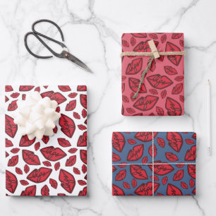 Cute Funny Lips Pattern Wrapping Paper Sheets