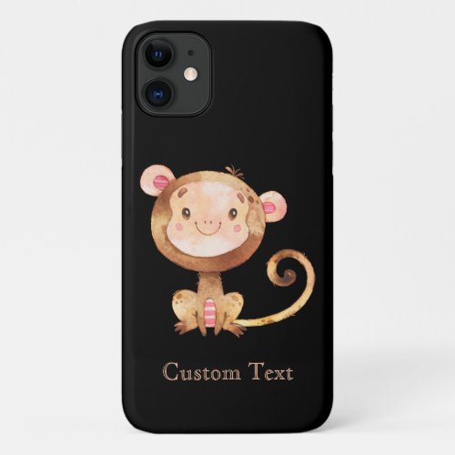 Cute Funny Little Baby Monkey Smiling Face iPhone 11 Case