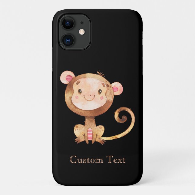 Cute Funny Little Baby Monkey Smiling Face Case-Mate iPhone Case (Back)
