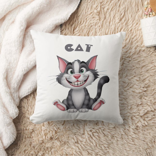 Cute funny little cat & dog throw pillow (Blanket)