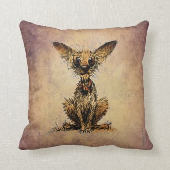 Cute Funny Little Dog Throw Pillow by StrangeStore at Zazzle