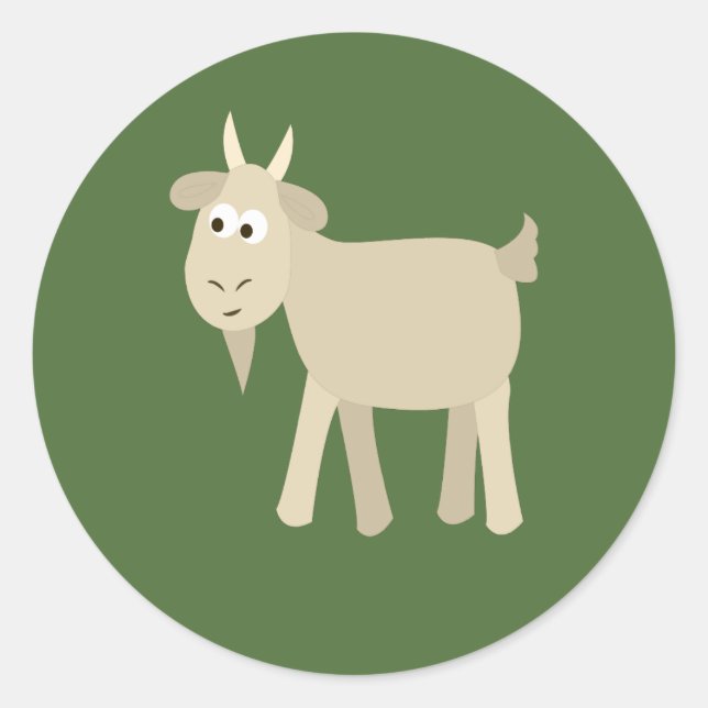 Cute Funny Little Goat Classic Round Sticker (Front)