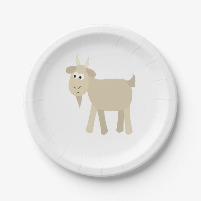 Cute Funny Little Goat Paper Plates (Front)
