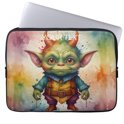 Cute funny little goblin creature vivid color laptop sleeve