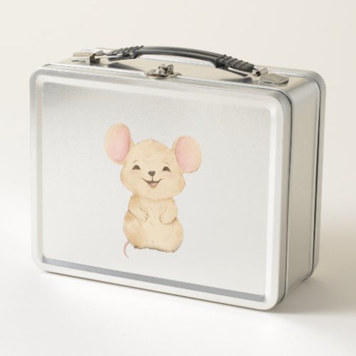 cute funny little mouse metal lunch box