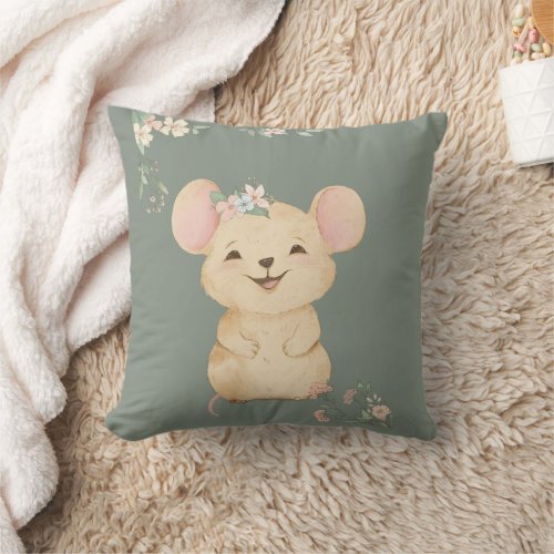 cute funny little mouse throw pillow