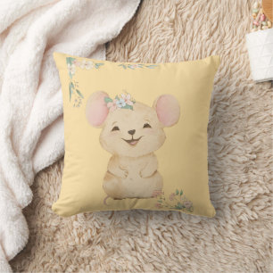 cute, funny little mouse throw pillow