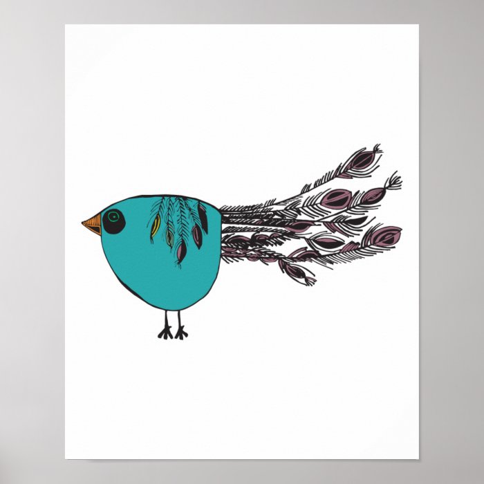 cute funny little peacock print