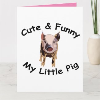 Cute Funny Little Pig Birthday Greeting