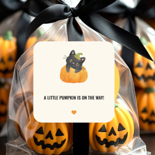 Cute Funny Little Pumpkin on Way Black Cat Sticker