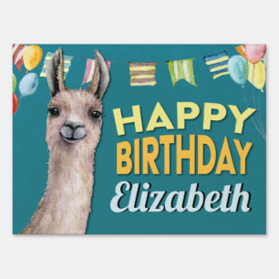 Cute Funny Llama Balloon Birthday Sign