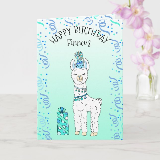 Cute Funny LLama Humor Happy Birthday Card (Orchid)