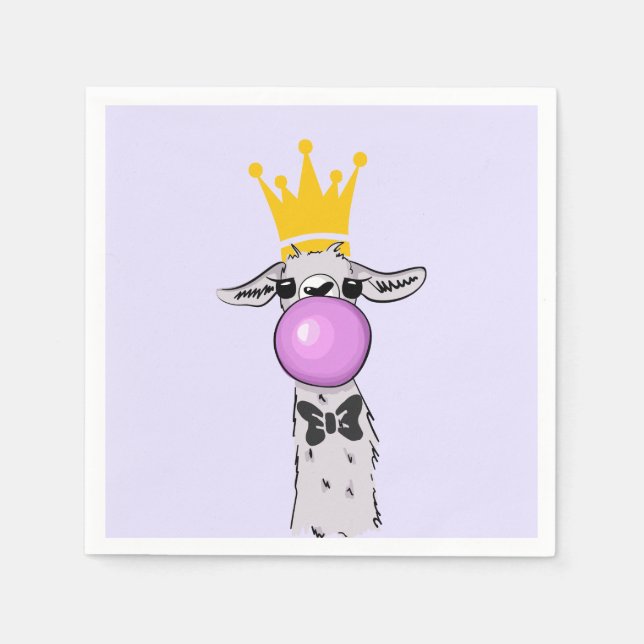 Cute Funny Llama Illustration Napkins (Front)