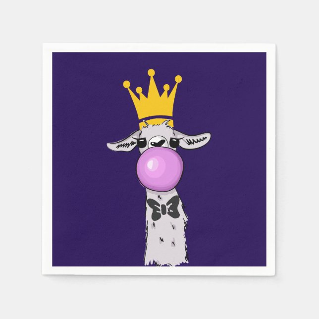 Cute Funny Llama Illustration Napkins (Front)