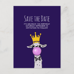 Cute Funny Llama Illustration Party Save the Date Postcard
