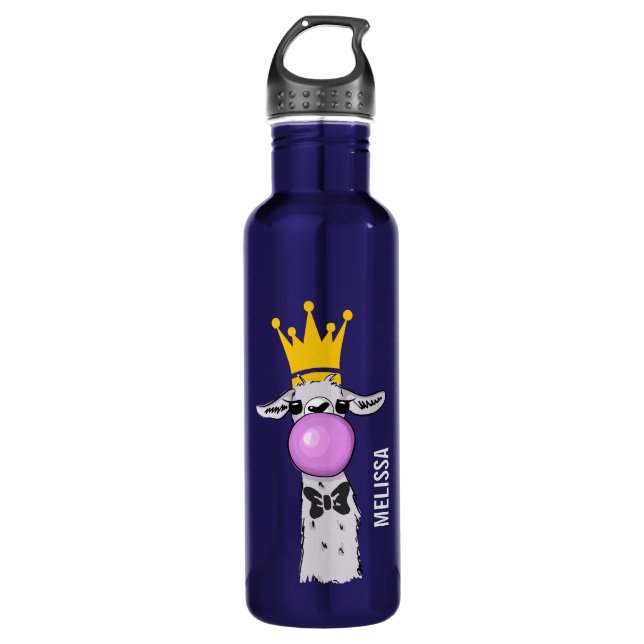 Cute Funny Llama Illustration Stainless Steel Water Bottle (Front)