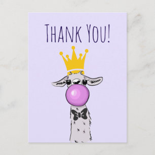 Cute Funny Llama Illustration Thank You Postcard