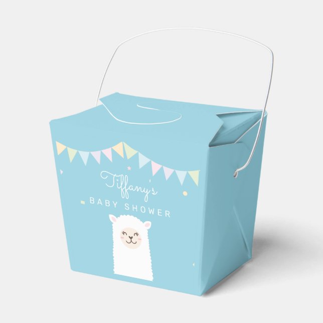 Cute Funny Llama Mama Fiesta Baby Shower Party Favor Boxes (Front Side)
